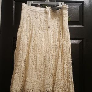Open Work Crochet Skirt in Cream-NWT-XL